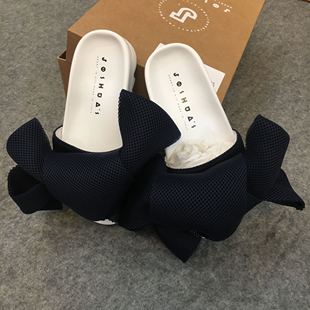 意大利Joshua Sanders大蝴蝶结女士套脚露趾平底凉拖鞋