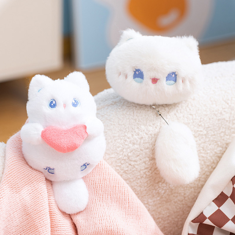 团团喵挂件吱吱叫爱心猫咪玩偶可录音背包装饰毛绒玩具送女生礼物