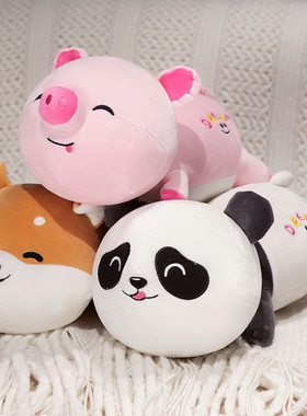 婴儿安抚玩偶娃娃可啃咬小狗毛绒玩具猪公仔宝宝阿贝贝哄睡觉抱枕