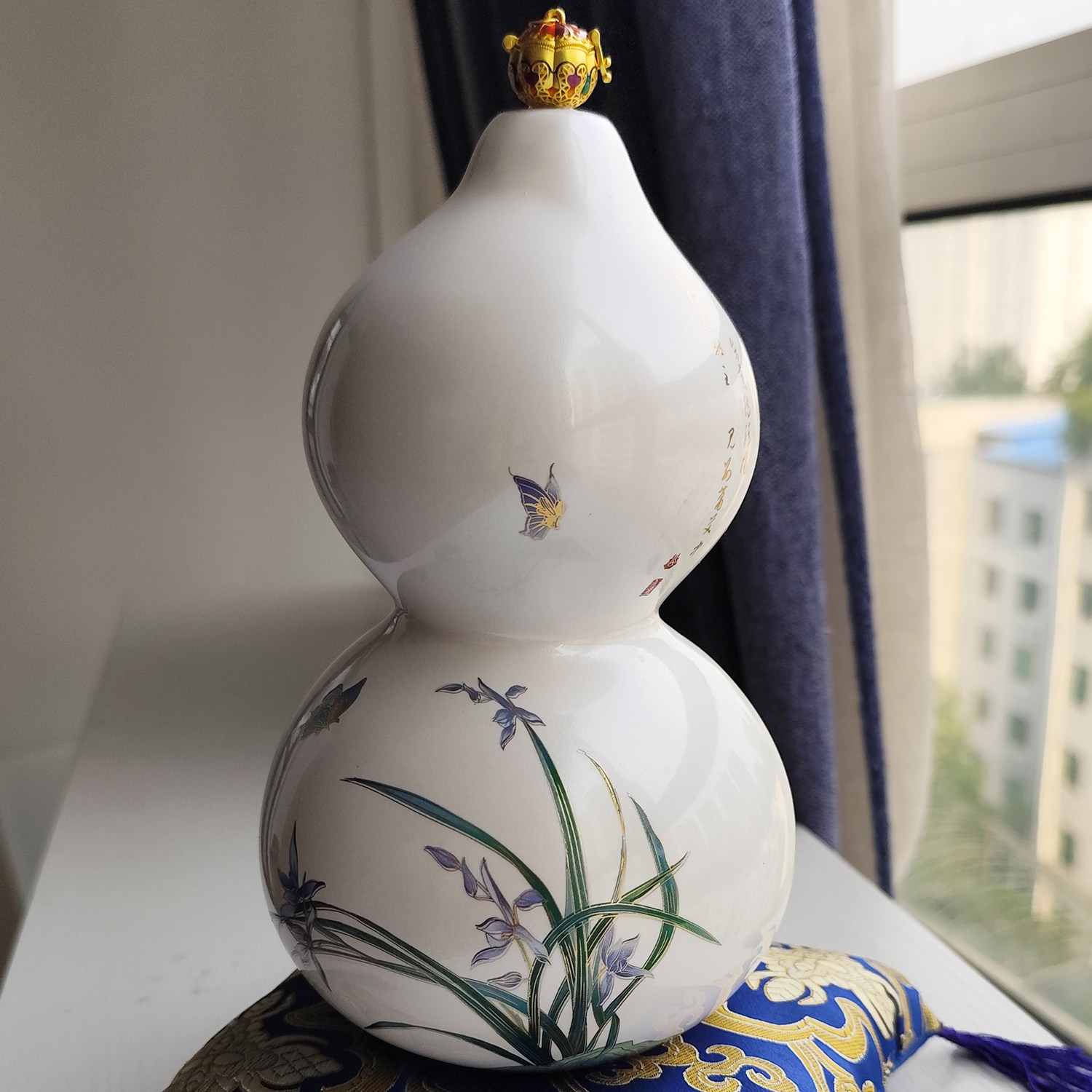 天然葫芦白色岸芷汀兰花国你若盛开潮新中式摆件家居客厅装饰品