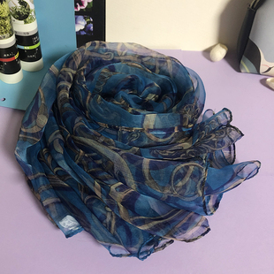 时尚 护颈洋气围巾女 真丝披肩女外搭纱巾桑蚕丝新款 丝巾女2026新款