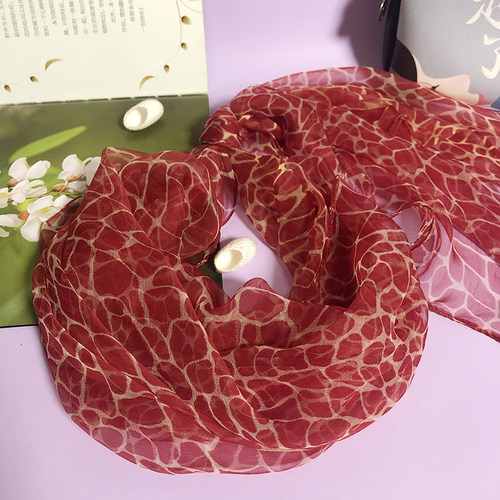 春夏真丝桑蚕丝女红色小丝巾纱巾