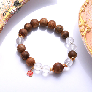 天然沉香水晶手串女招财转运佛珠手链高级感饰品