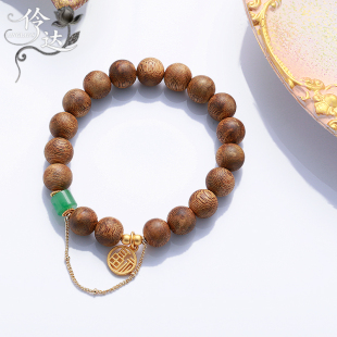 海南莺歌绿奇楠沉香圆珠手串单圈文玩佛珠