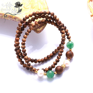 沉香木绿檀玉髓双圈手链女轻奢文玩佛珠手串仙气