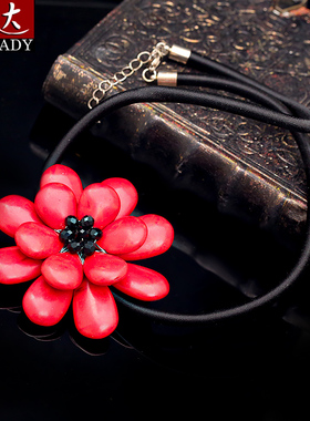 伶达饰品复古民族风项链锁骨链仿松石衣服挂饰颈链