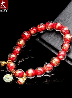 手工同款香灰琉璃手串绿色香灰一家三口十全十美宫廷手链手环腕饰