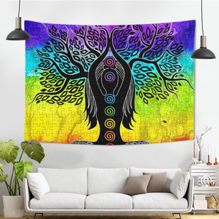 生命之树桌布直播背景布挂毯挂画布置装饰大树门帘清仓