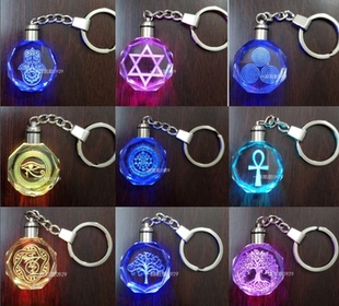 六芒星钥匙扣  安卡法玛手 丰盛树  三螺旋K9钥匙扣3厘米