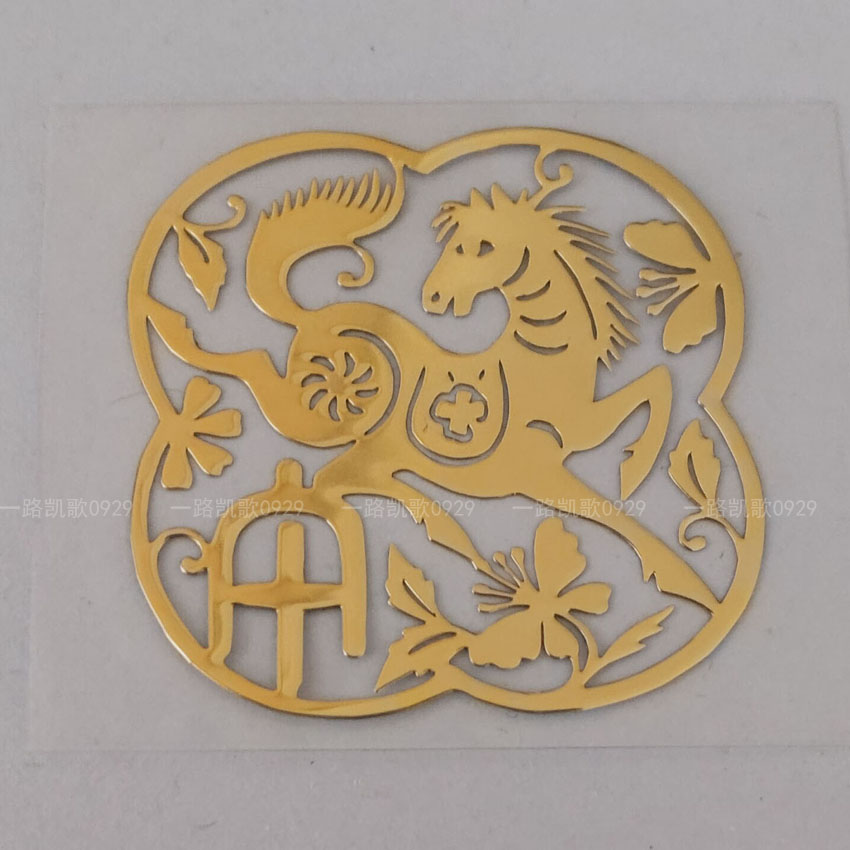 十二生肖马滴胶金字塔材料铜质超薄通用手机金属贴电脑车贴