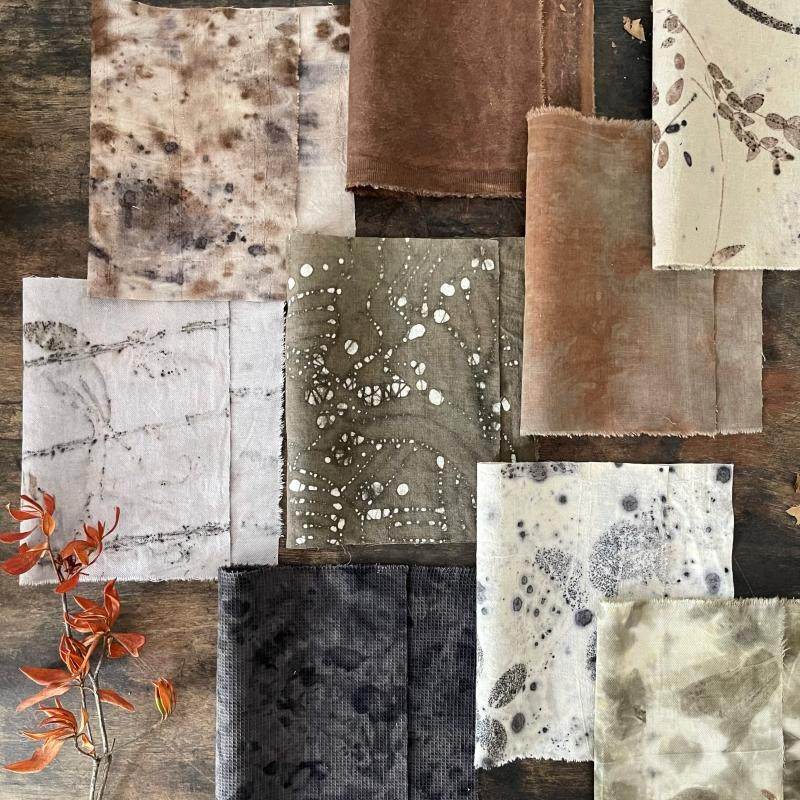 未完成 植物染手工DIY棉麻拼布草木染侘寂风限定构成设计自然素材