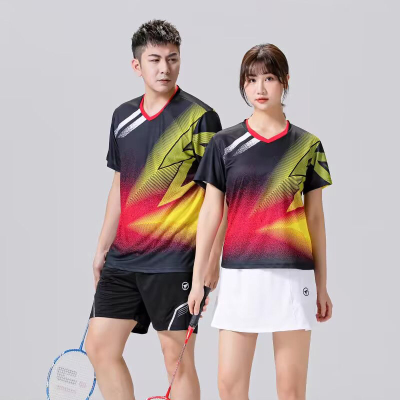 极速跨境短袖乒乓球运动比赛训练服印字羽毛球衣服套装男女款