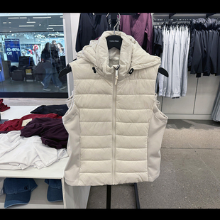 连帽无袖 Klein女士保暖轻量防水修身 棉马甲背心CW559 Calvin