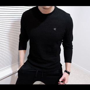 Calvin Klein/CK男士秋冬新款华夫格长袖T恤时尚休闲潮CM3-19