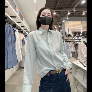 Calvin Klein CK女士时尚休闲舒适显瘦亚麻宽松版长袖衬衫CW753