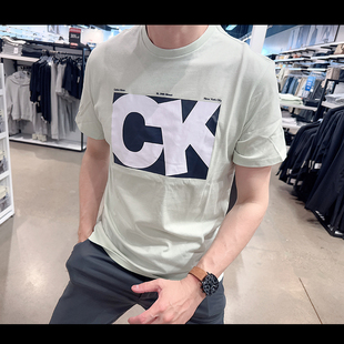 休闲印花条纹圆领短袖 夏季 时尚 201 T恤CM3 Calvin Klein男士