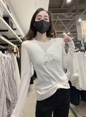 CK女士修身弹力长袖T恤显瘦