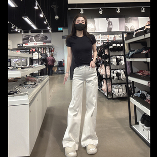 Klein女士新款 高腰阔腿显瘦百搭舒适牛仔裤 CW67 Calvin