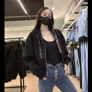 收腰休闲抓绒连帽卫衣百搭CW518 CK女士秋冬新款 Calvin Klein