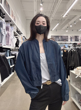 Calvin Klein CK女士秋季显瘦莱赛尔小立领拉链夹克外套CW124