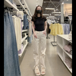 CK女士中腰直筒舒适牛仔裤