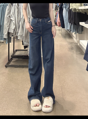 CK Calvin Klein女士新款高腰阔腿显瘦百搭舒适牛仔裤CW359