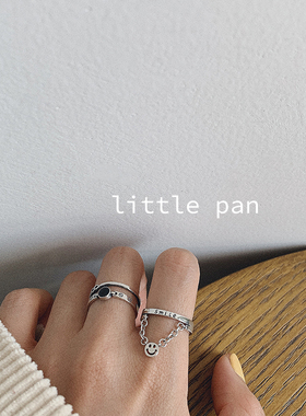 双层链条925纯银韩国ins风戒指女
