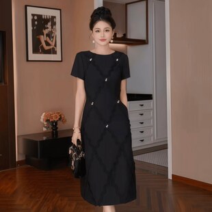 小众轻奢气质圆领显瘦裙子 新款 22045 高级感收腰连衣裙女2026夏季