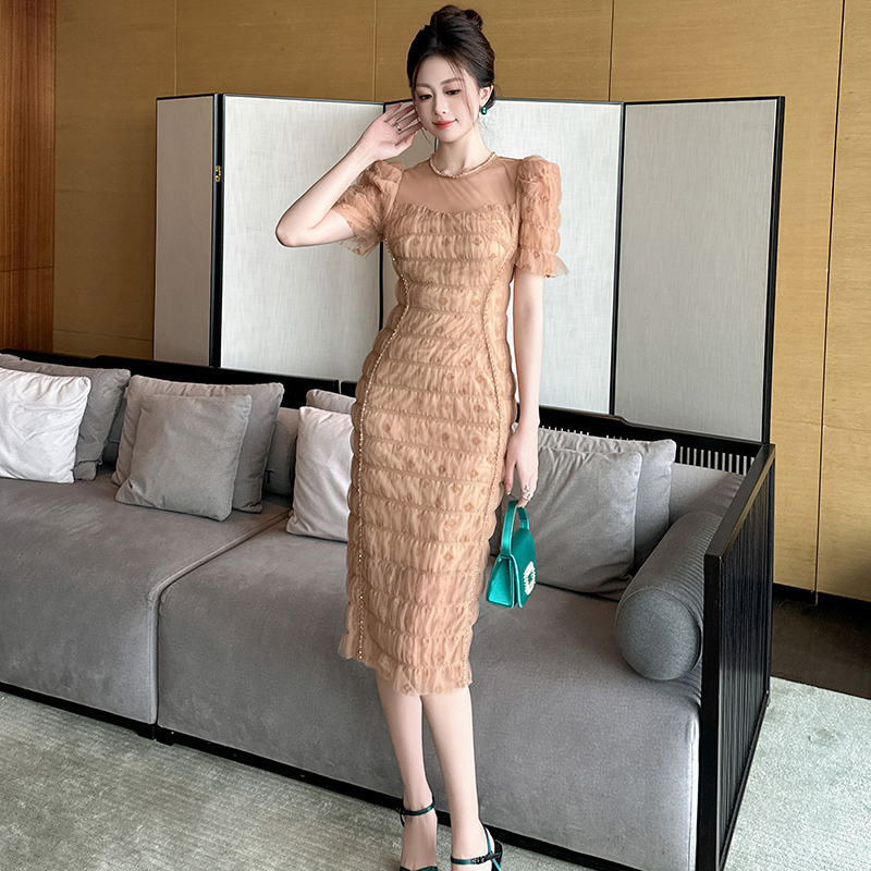 21146连衣裙女装2025新款夏装高级感轻奢小众礼服裙子平时可穿
