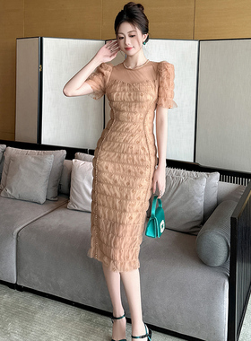 21146连衣裙女装2025新款夏装高级感轻奢小众礼服裙子平时可穿