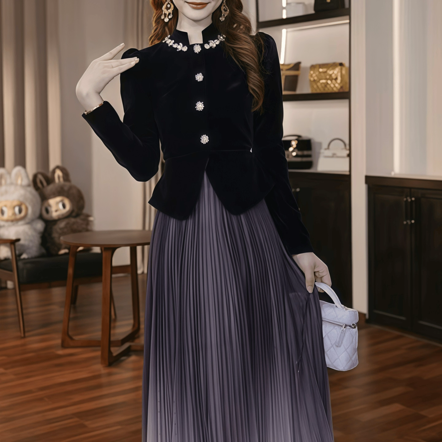 21992 富家千金感穿搭假两件连衣裙法式气质独特设计感惊艳连衣裙