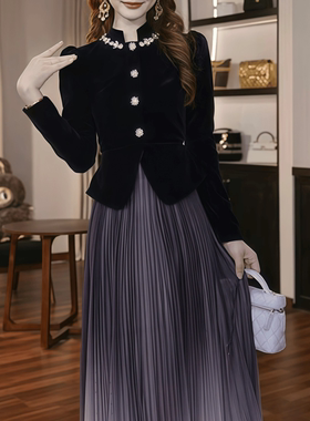 21992 富家千金感穿搭假两件连衣裙法式气质独特设计感惊艳连衣裙