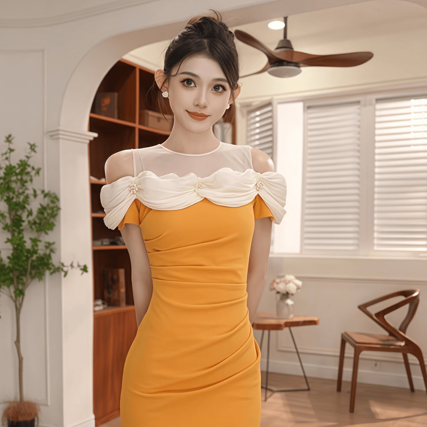 高级感高端撞色晚礼服裙子