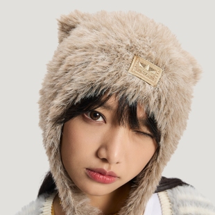 Adidas阿迪达斯新年款 保暖毛绒运动猫耳帽针织护耳帽无檐帽KH0285