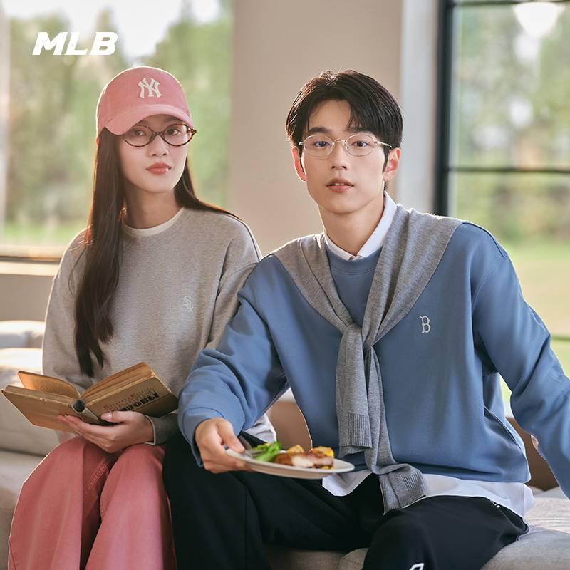 男女情侣简约纯色圆领套头卫衣