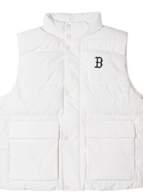 MLB24新款女秋冬立领保暖纯色男防风休闲情侣运动马甲3ADVB0146