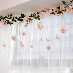 美容院软布置装饰樱花仿真假花藤蔓空调管道遮丑室内吊顶年味装饰