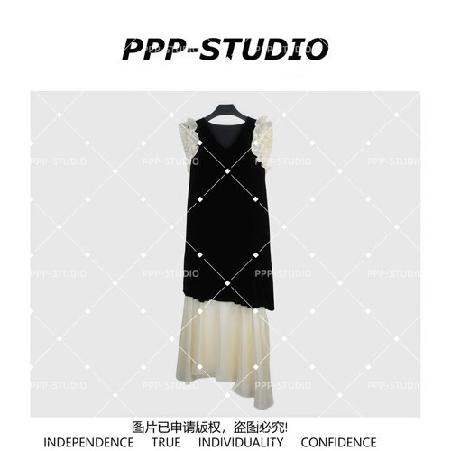 『PP-STUDIO』新款时尚法式精致设计款蕾丝拼接连衣裙*20261463