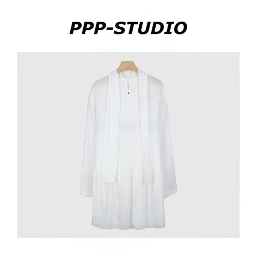 『PP-STUDIO』“100苎麻”韩系时尚温柔风系带连衣裙*20260583
