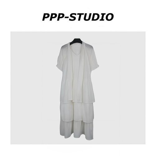『PP-STUDIO』“天丝”时尚百搭度假风拼接丝巾连衣裙*20261065