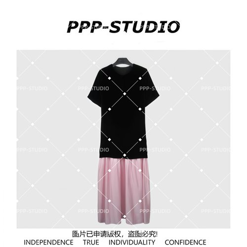 『PP-STUDIO』“真丝丝绒”时尚韩系设计款拼接连衣裙*20261667