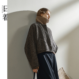 新款 日着原创设计肌理感羊毛呢大衣2025冬季 小个子气质短外套女