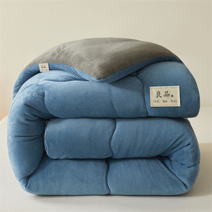 简约纯色秋冬加厚牛奶绒羽丝绒绗缝冬被绒系列被子被芯2.0 2.3米
