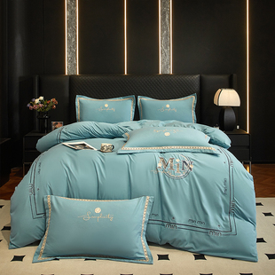 轻奢风160S全棉刺绣四件套纯棉高级感被套床单床笠床上用品礼盒装