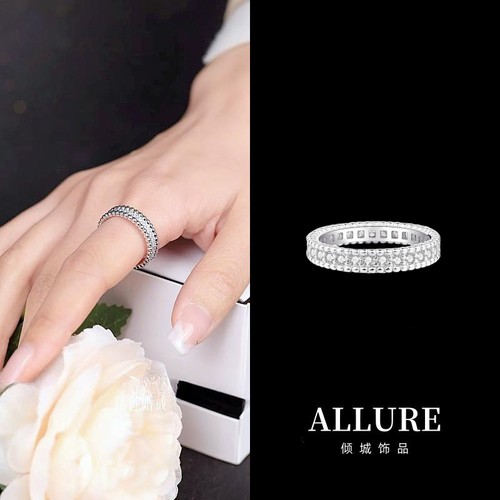 男女925纯银珠珠排钻戒指环