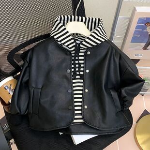 儿童男女宝宝皮衣春秋季 外套洋气女童2026新款 夹克皮上衣 春装 童装