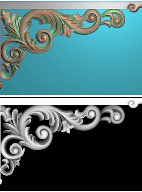 A1793镂空洋花角花浮雕精雕JDP灰度BMP格式木雕石雕图