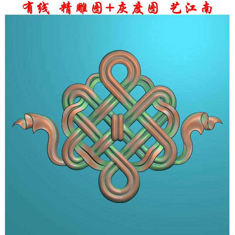 1327佛八宝盘长中国结浮雕精雕jdp灰度bmp格式玉雕木雕牙雕图