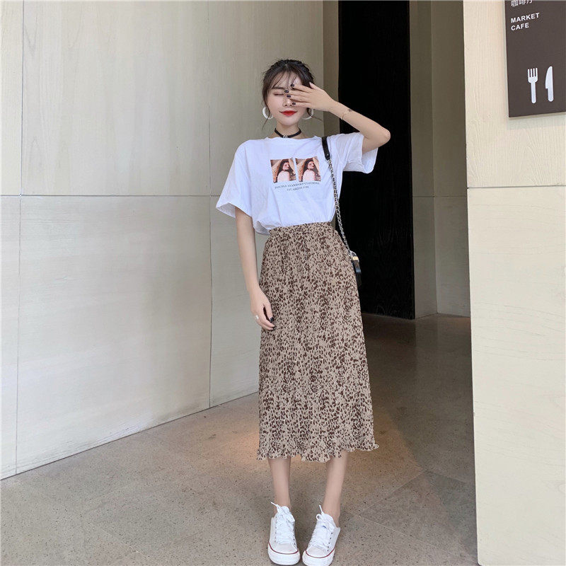 豹纹半身裙女夏季2019新款韩版复古显瘦高腰中长款雪纺百褶裙子潮|ruв категории Женская одежда, юбка - от Buy2taobao.com для оказания профессиональной услуги покупки агента Taobao