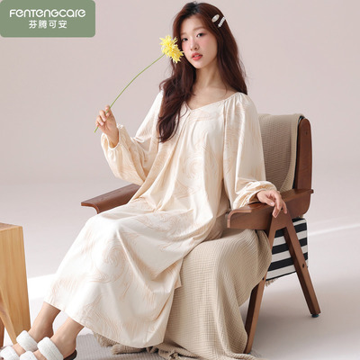 可外穿春秋季长袖纯棉女款睡裙睡衣女士长款2025新款家居服秋冬款